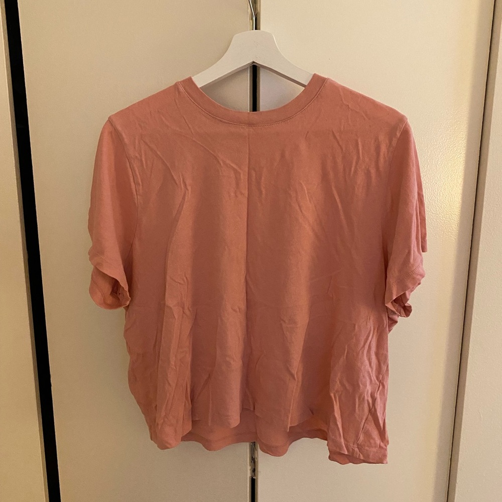 Madewell pink soft fade cotton boxy-crop tee size XL